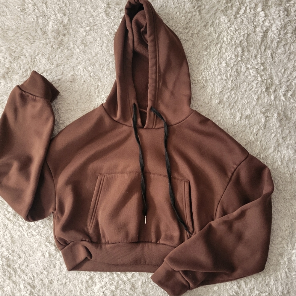 Crop drawstring hoodie